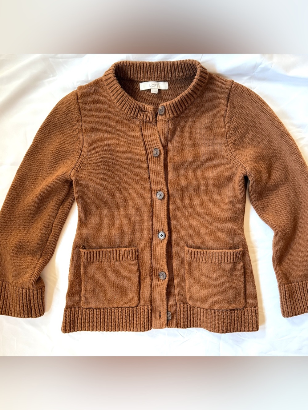 LOFT 100% Cotton Brown Cardigan